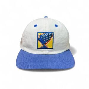 Vintage 90s logo 7 st. Louis Blues white and blue snapback hat nhl